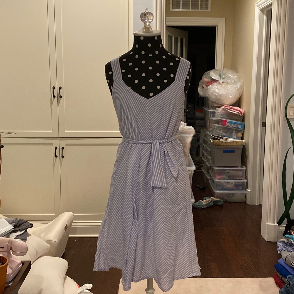 blue striped dress